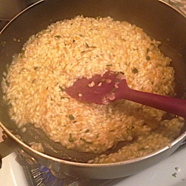 The risotto owns you now. You'll get revenge later when you eat it up.